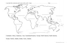 Continents And Oceans Blank Map Worksheet - Free Esl Printable | Continents Worksheet Printable