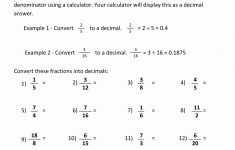 Convert Fractions To Decimal | Convert Fractions To Decimals Worksheets Free Printable