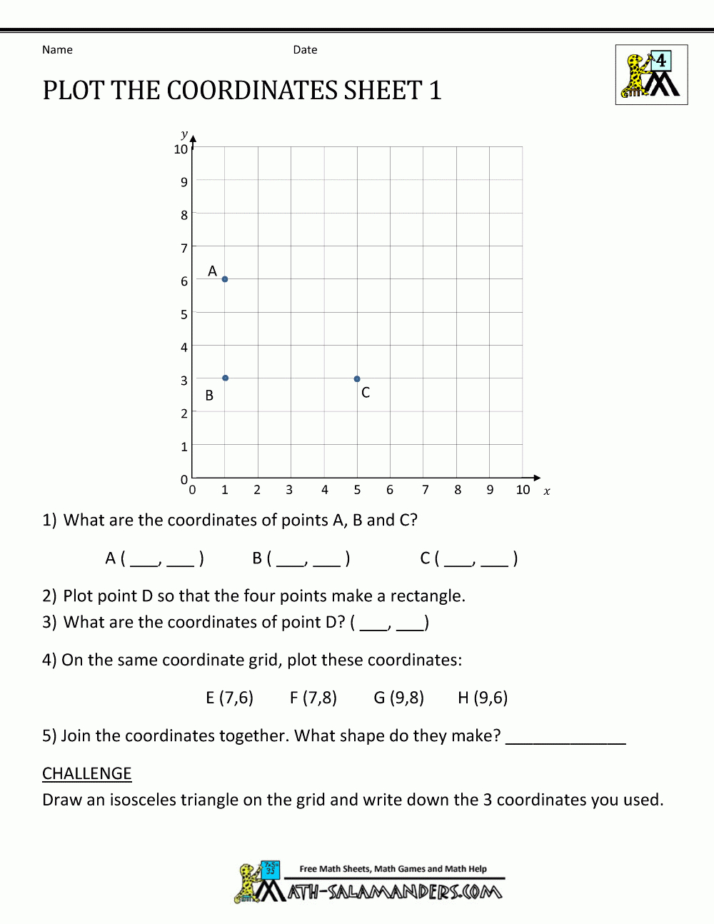 Coordinate Worksheets | Free Printable Coordinate Graphing Worksheets