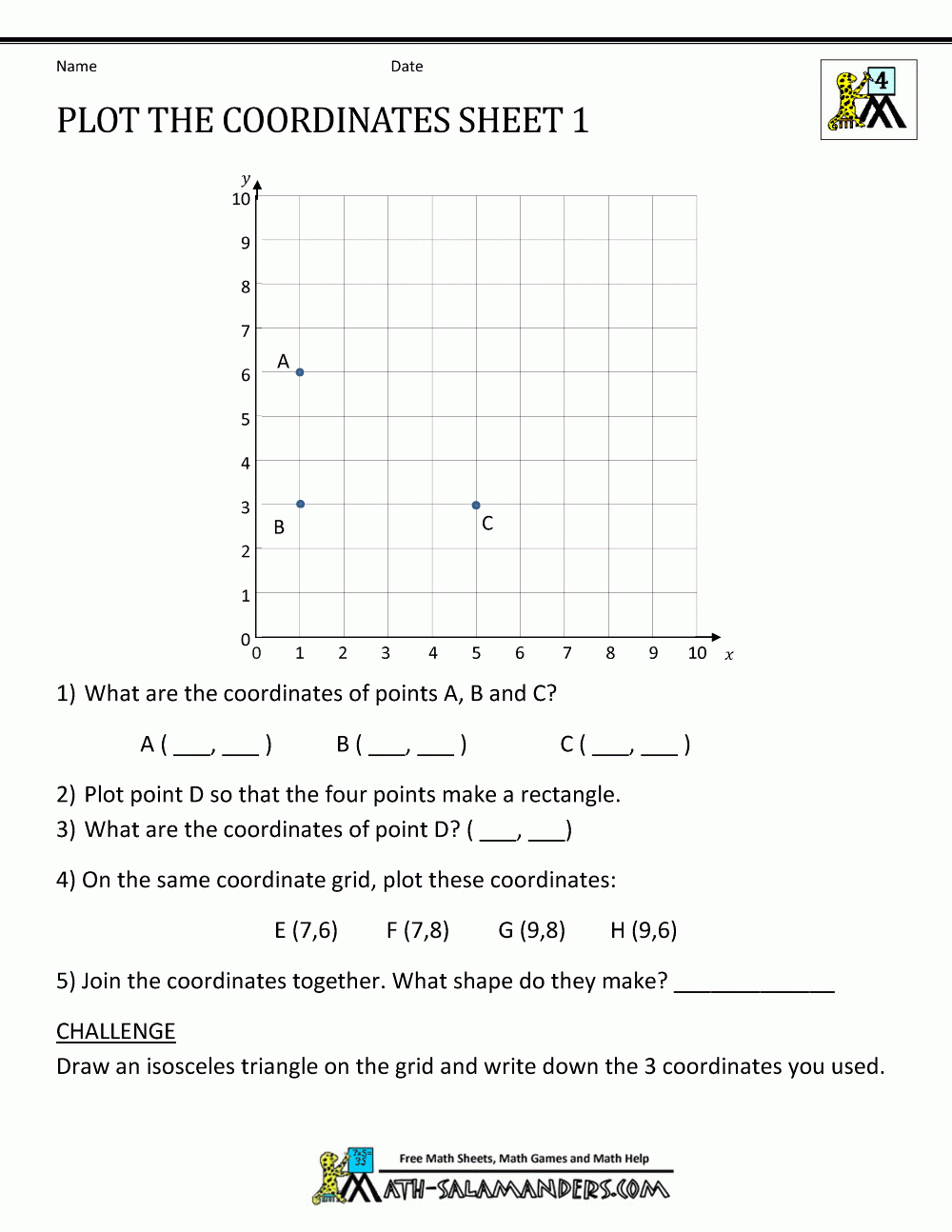 Ordered Pairs And Coordinate Plane Worksheets Free Printable Coordinate Graphing Worksheets