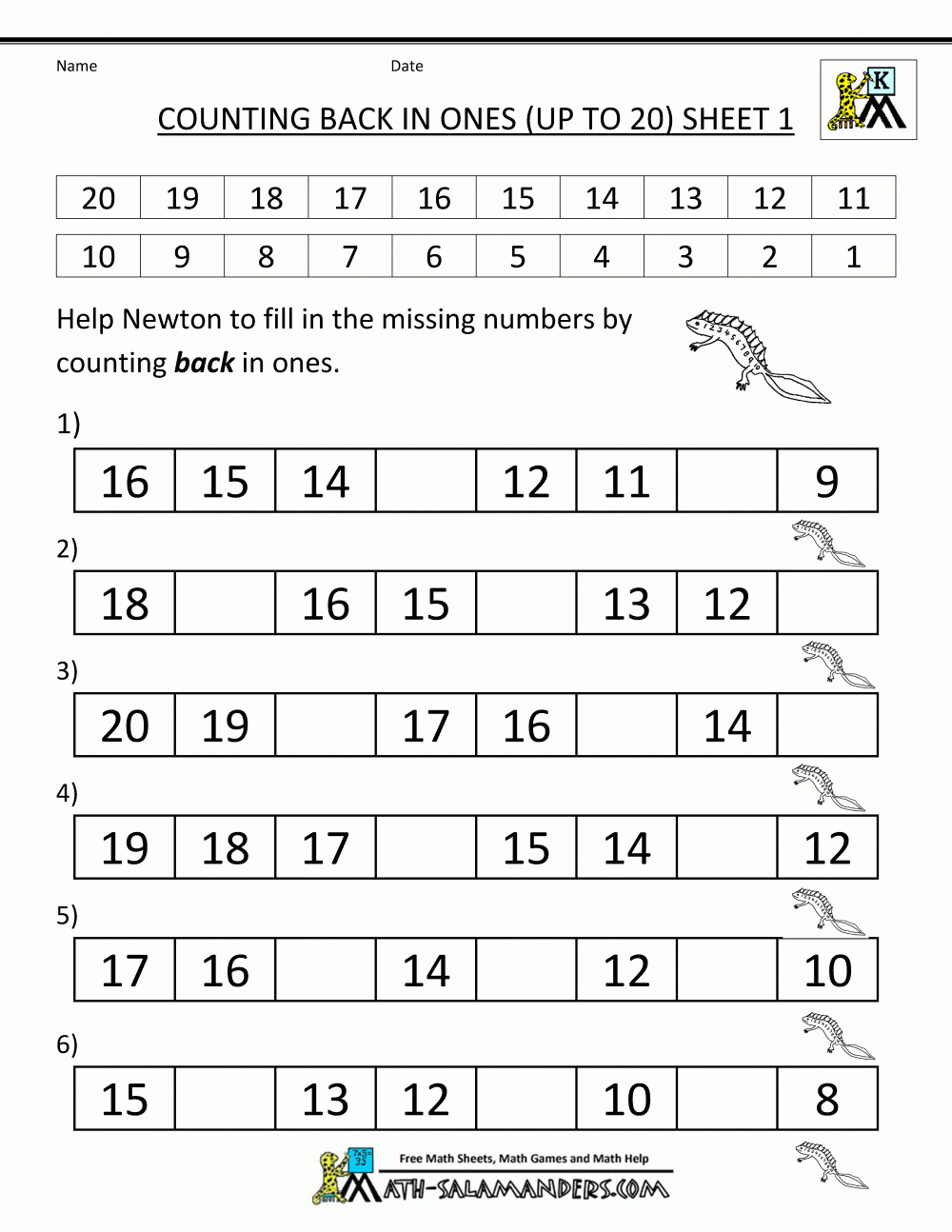 Kindergarten Counting Worksheets Sequencing To 25 Counting Worksheets 1 20 Printable Lexia