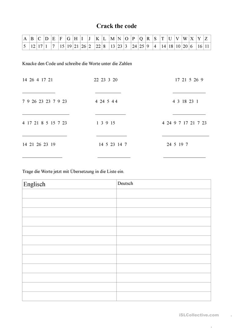 Crack The Code Worksheet - Free Esl Printable Worksheets Made | Crack The Code Worksheets Printable