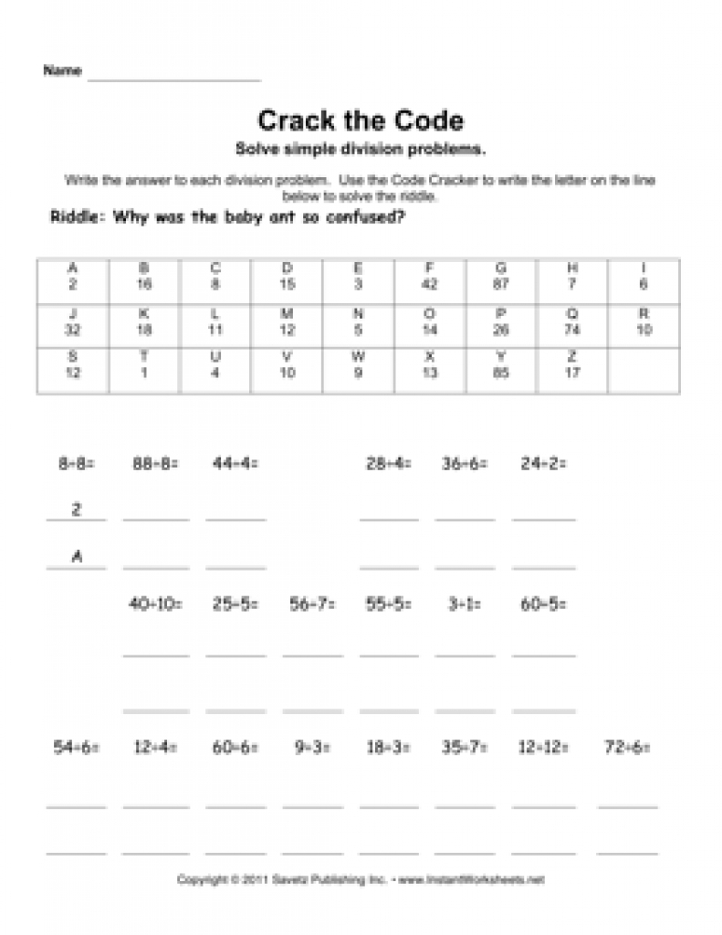 Crack The Code Worksheets Printable Free | Free Printables | Crack The Code Worksheets Printable