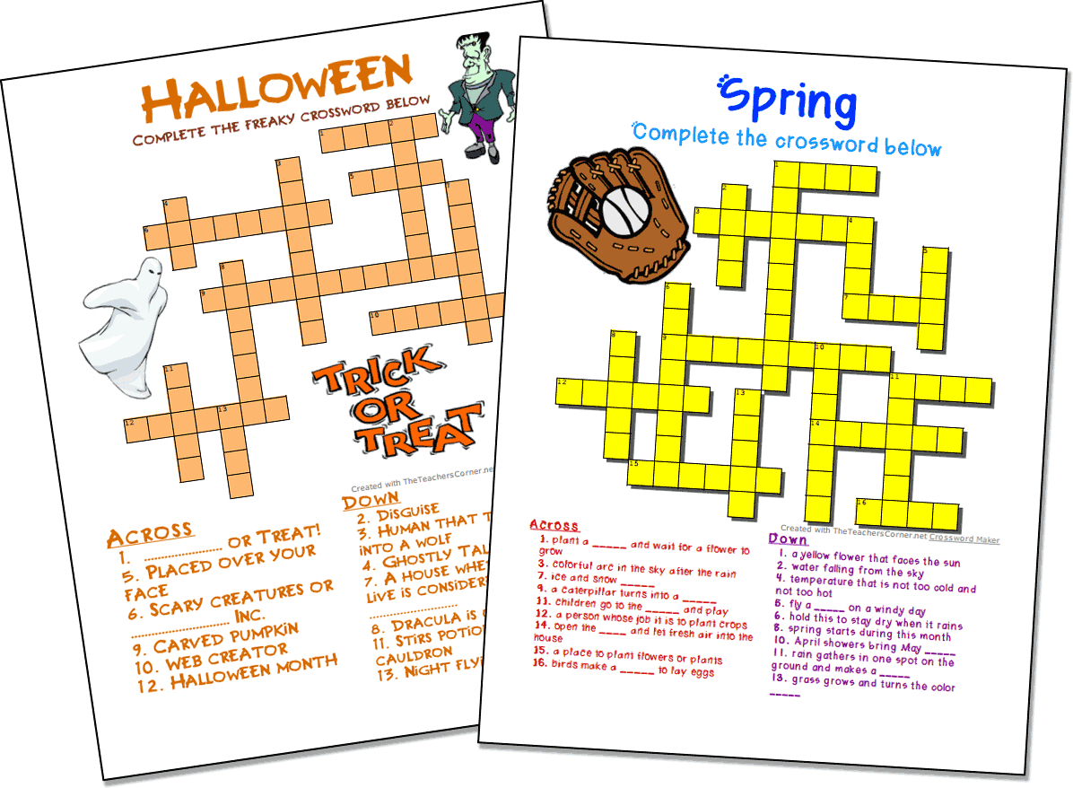 Crossword Puzzle Maker | World Famous From The Teacher&amp;#039;s Corner | Make Your Own Worksheets Free Printable
