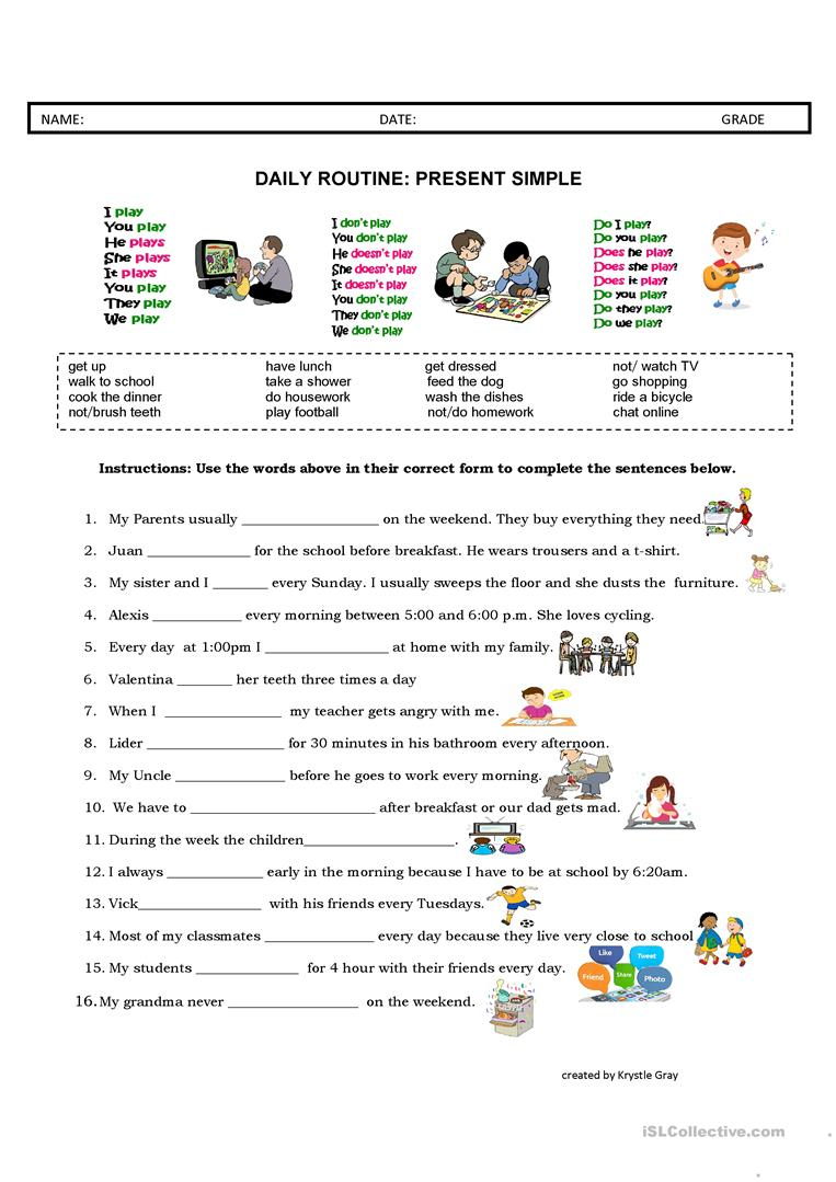 Daily Routine: Present Simple Worksheet - Free Esl Printable | Daily Routines Printable Worksheets