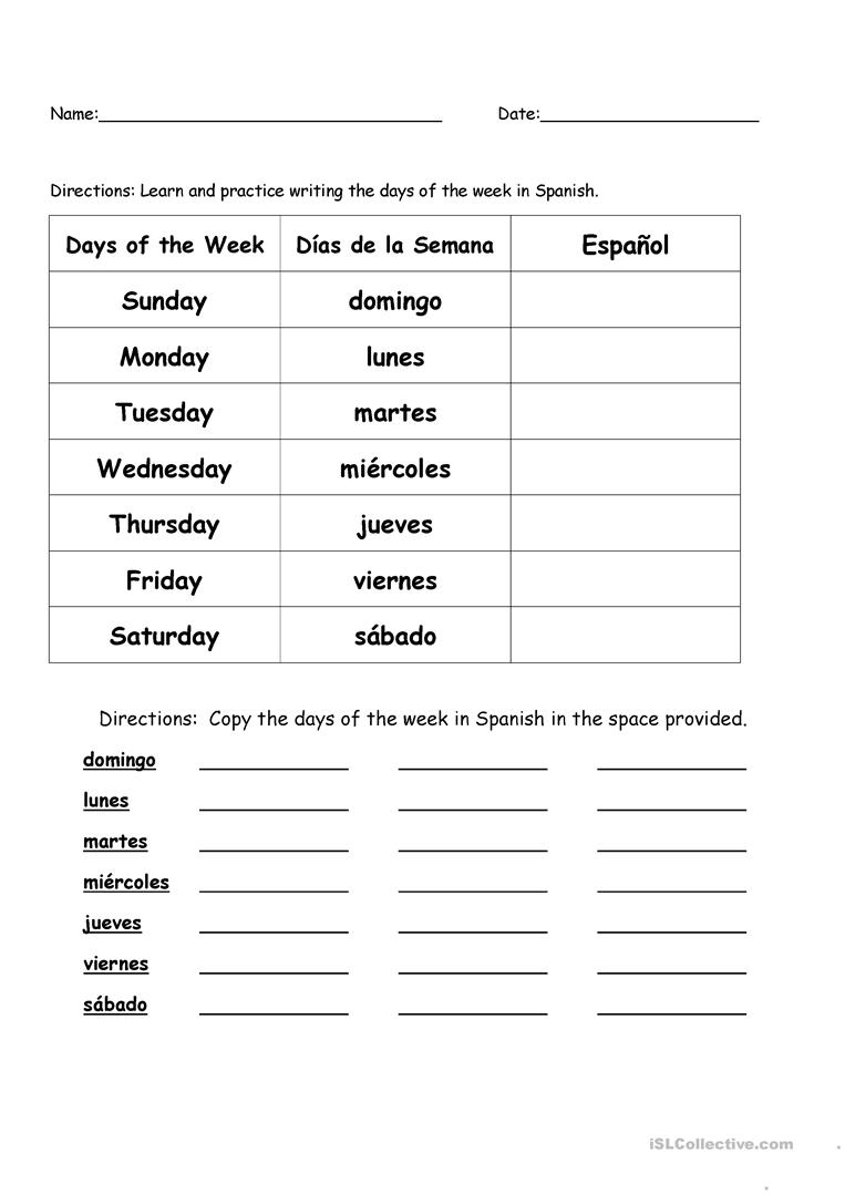 Free Printable Spanish Worksheets For Beginners Lexia's Blog