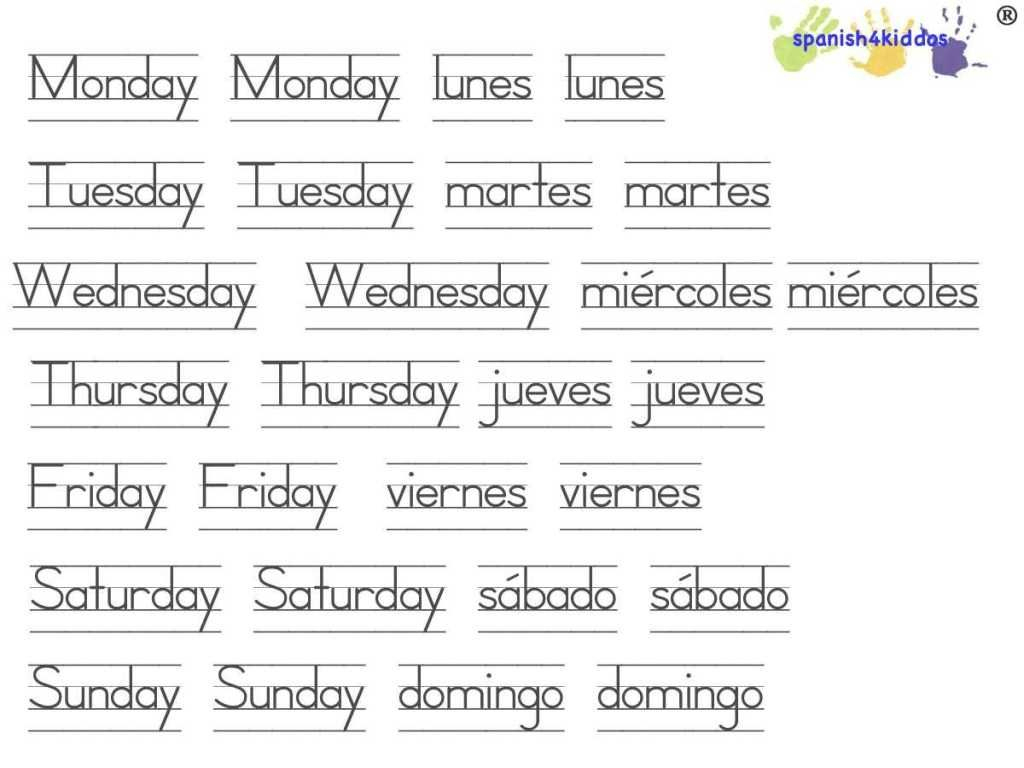Days Of The Week Printable | Spanish Worksheets | Spanish Worksheets | Free Printable Spanish Worksheets Days Of The Week
