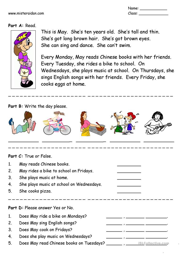 esl worksheets for middle school