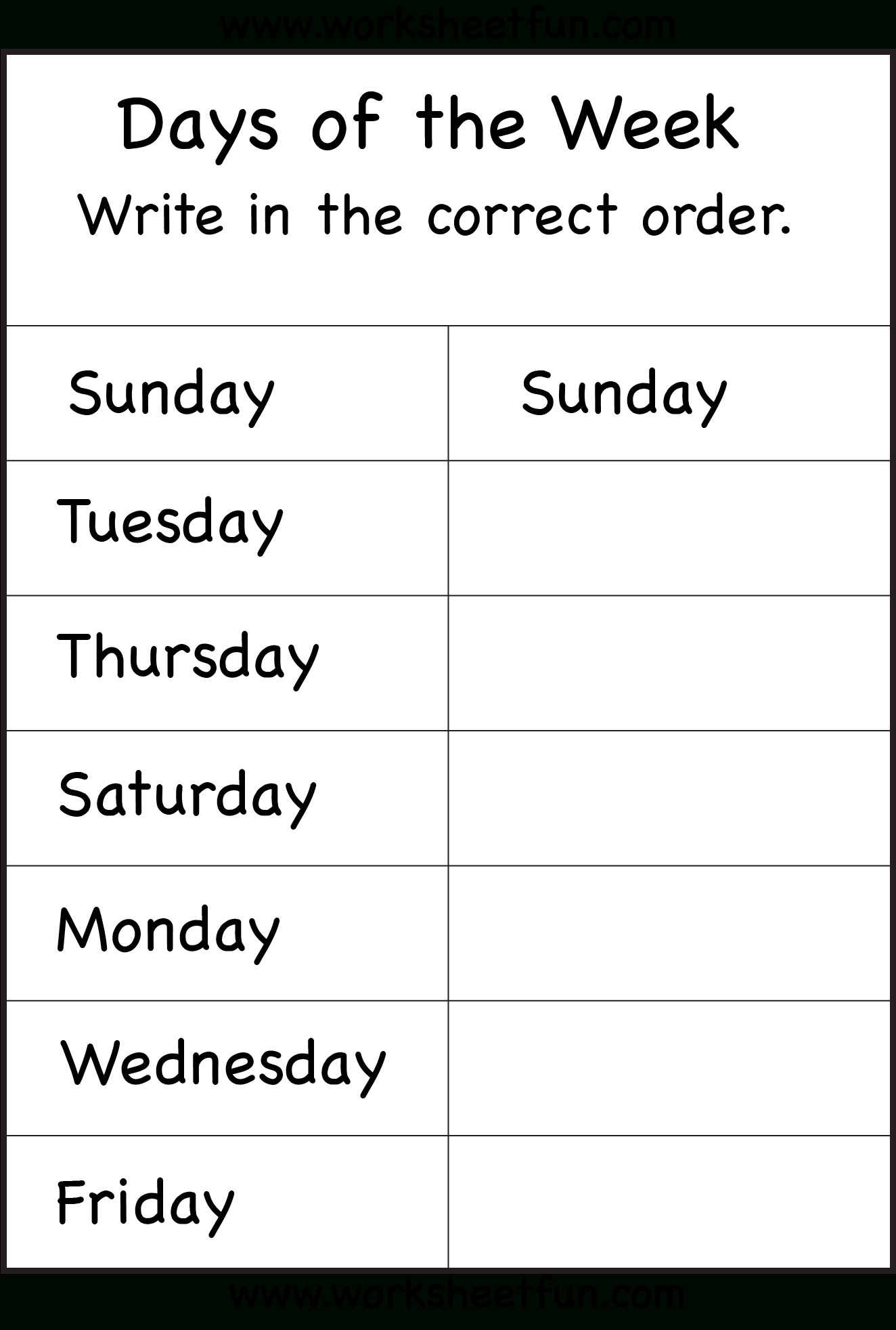 Days Of The Week Worksheet | Printable Worksheets | School | Days Of The Week Printable Worksheets