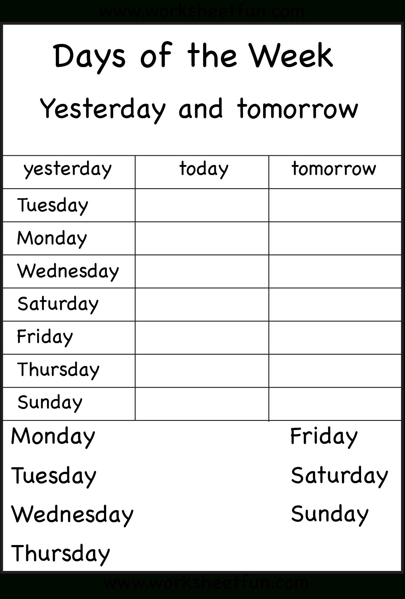 Days Of The Weekmy Jacey Needs This!! | Days Of The Week | Free Printable Kindergarten Days Of The Week Worksheets