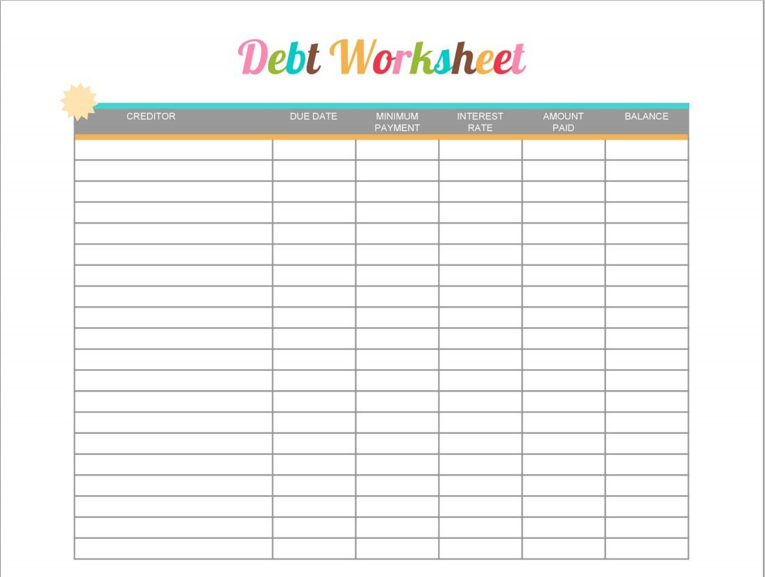 Debt Repayment Printables Sugar Spice And Glitter Debt Worksheet 