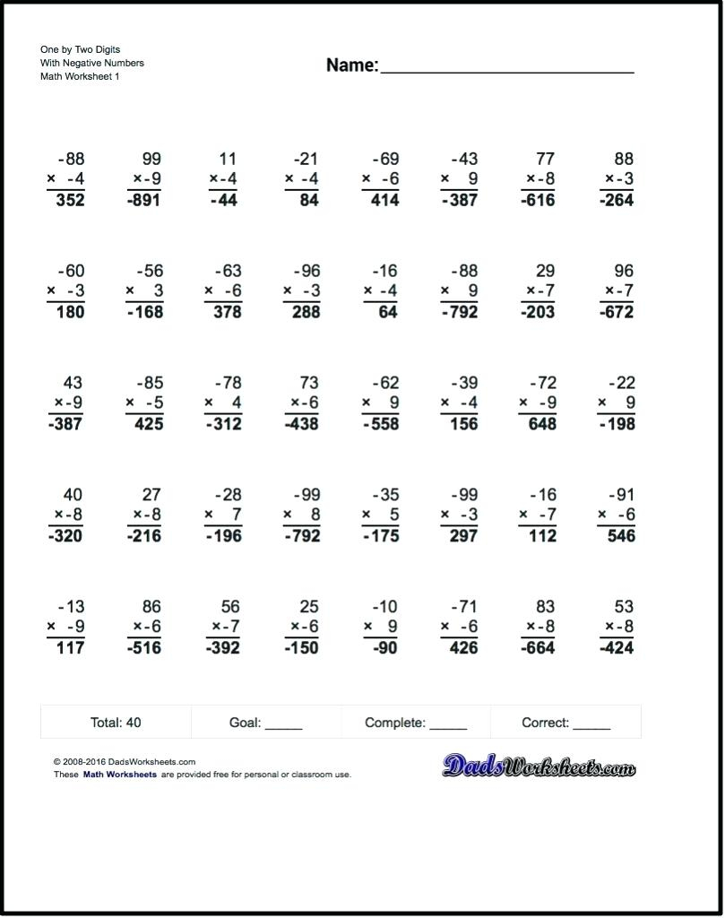 Dividenegative Number Math Kindergarten Dividing Decimals | Positive And Negative Numbers Worksheets Printable