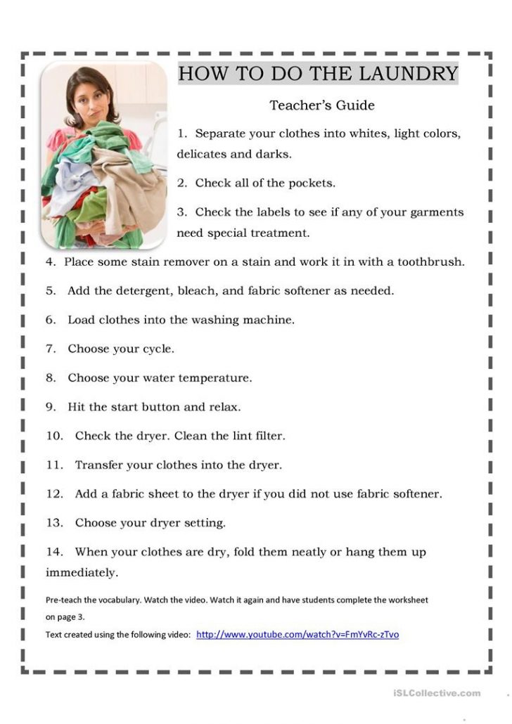 Doing The LaundryWith Video Worksheet Free Esl Printable Laundry