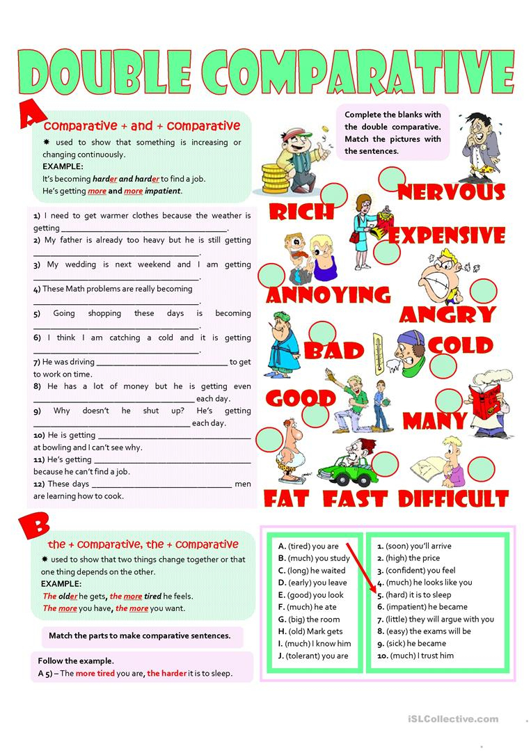 Comparative Exercise Worksheet Free Esl Printable Worksheets Made Comparative Worksheets 