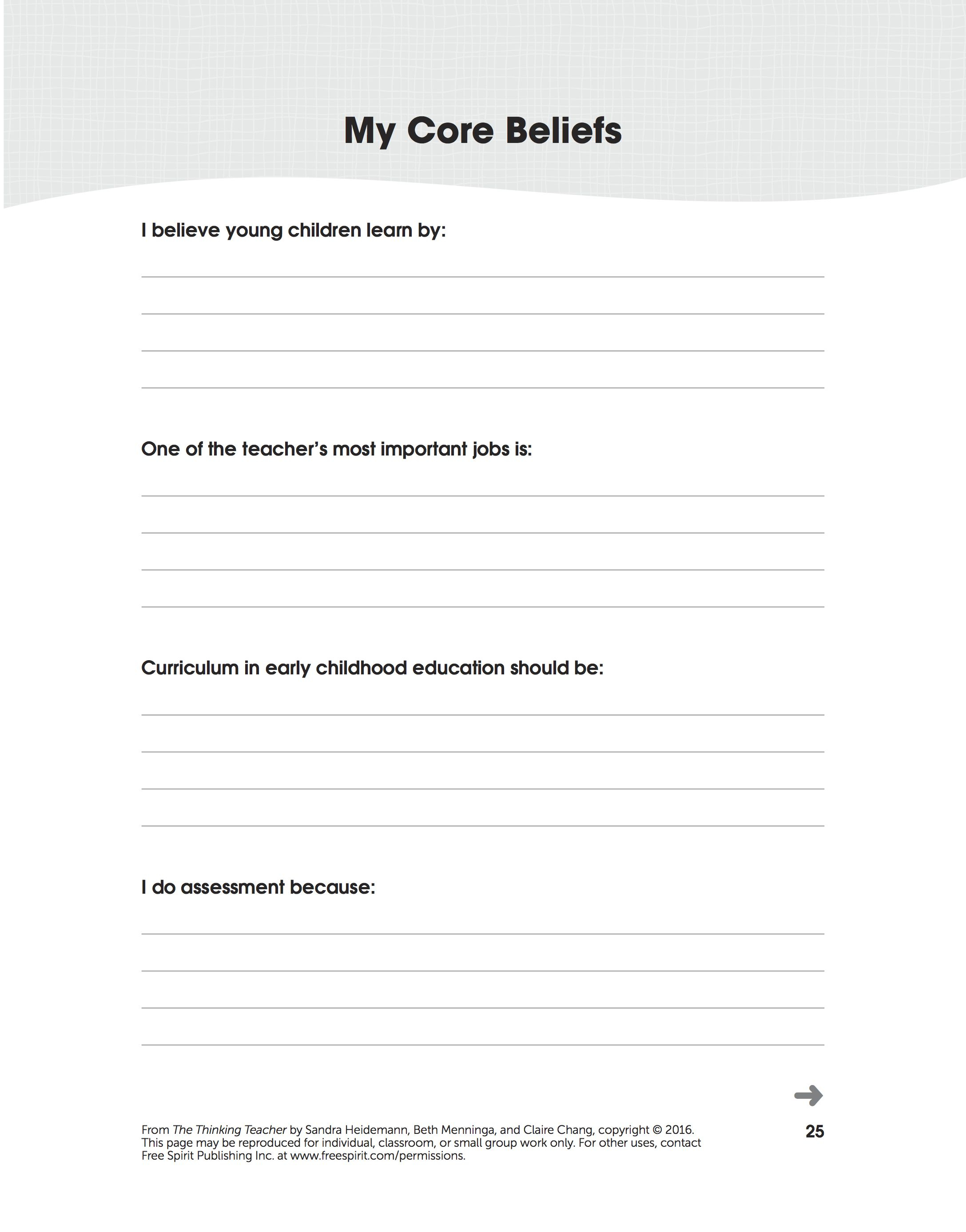 Download &amp;quot;my Core Beliefs,&amp;quot; A Free Printable Worksheet From &amp;quot;the | Teacher Printable Worksheets