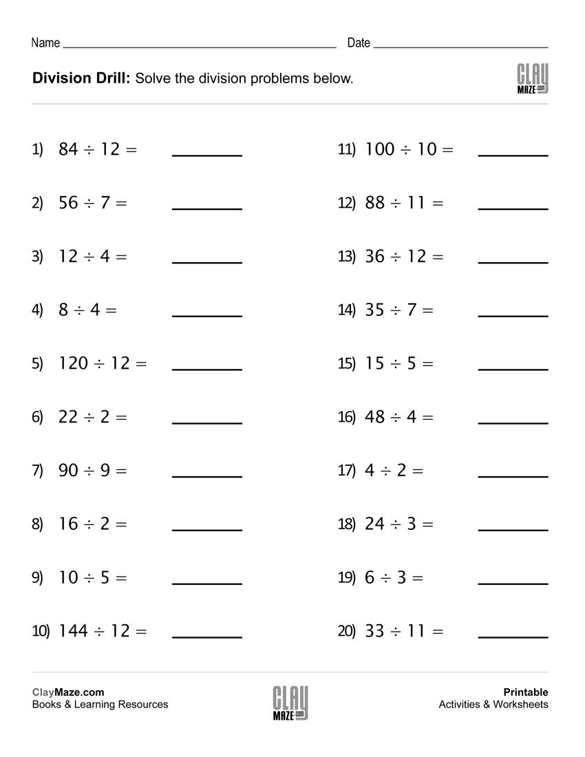 Grade 4 Division Math Worksheets Edumonitor Printable Division Sheets Leoni Flores