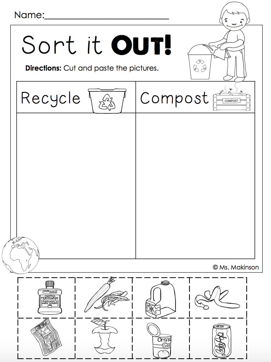 Free Earth Day Worksheets Reduce, Reuse, Recycle! Free Printable