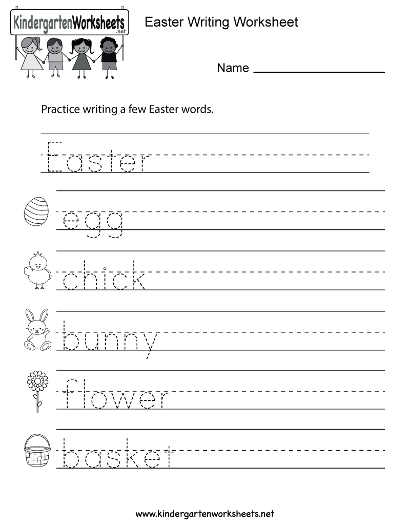 Easter Writing Worksheet - Free Kindergarten Holiday Worksheet For Kids | Printable Writing Worksheets
