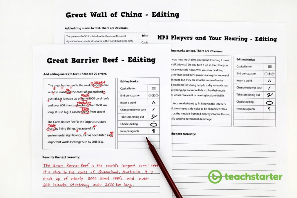 Editing And Proofreading Worksheets Rates On Standard Marks ...