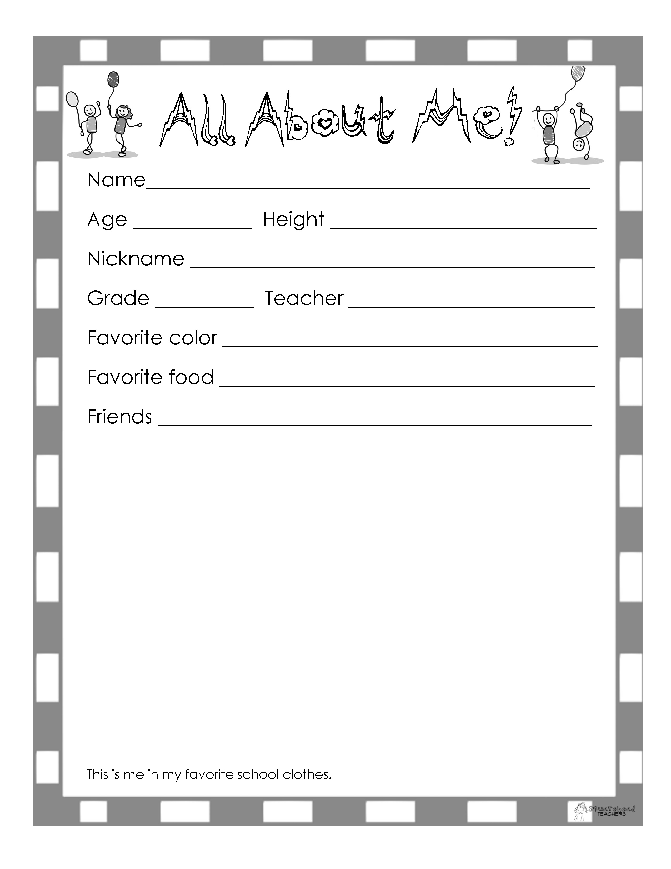End Of The Year Book (10 Page Printable) | Squarehead Teachers | Yearbook Printable Worksheets
