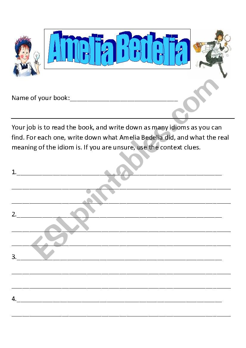 English Worksheets: Amelia Bedelia (Idioms) | Amelia Bedelia Printable Worksheets