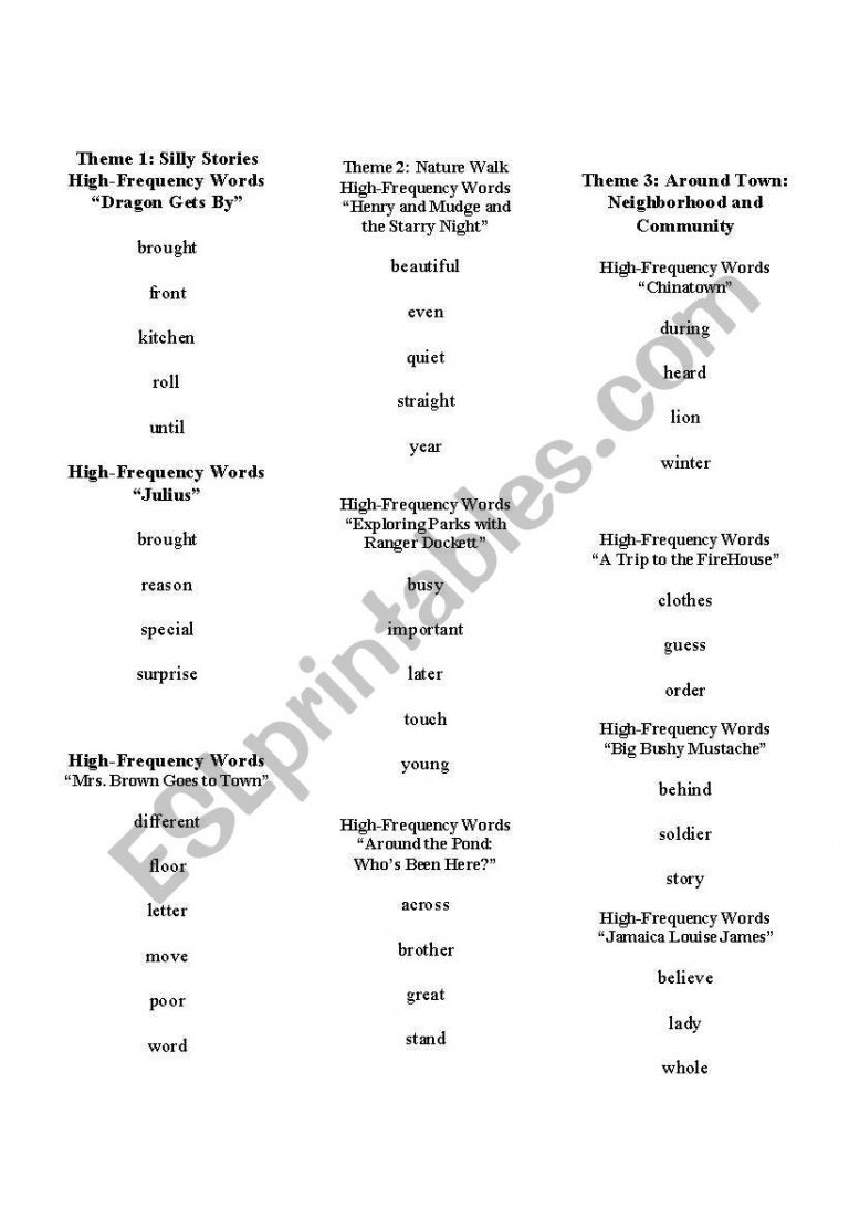 English Worksheets: Houghton Mifflin High Frequency Words | Houghton