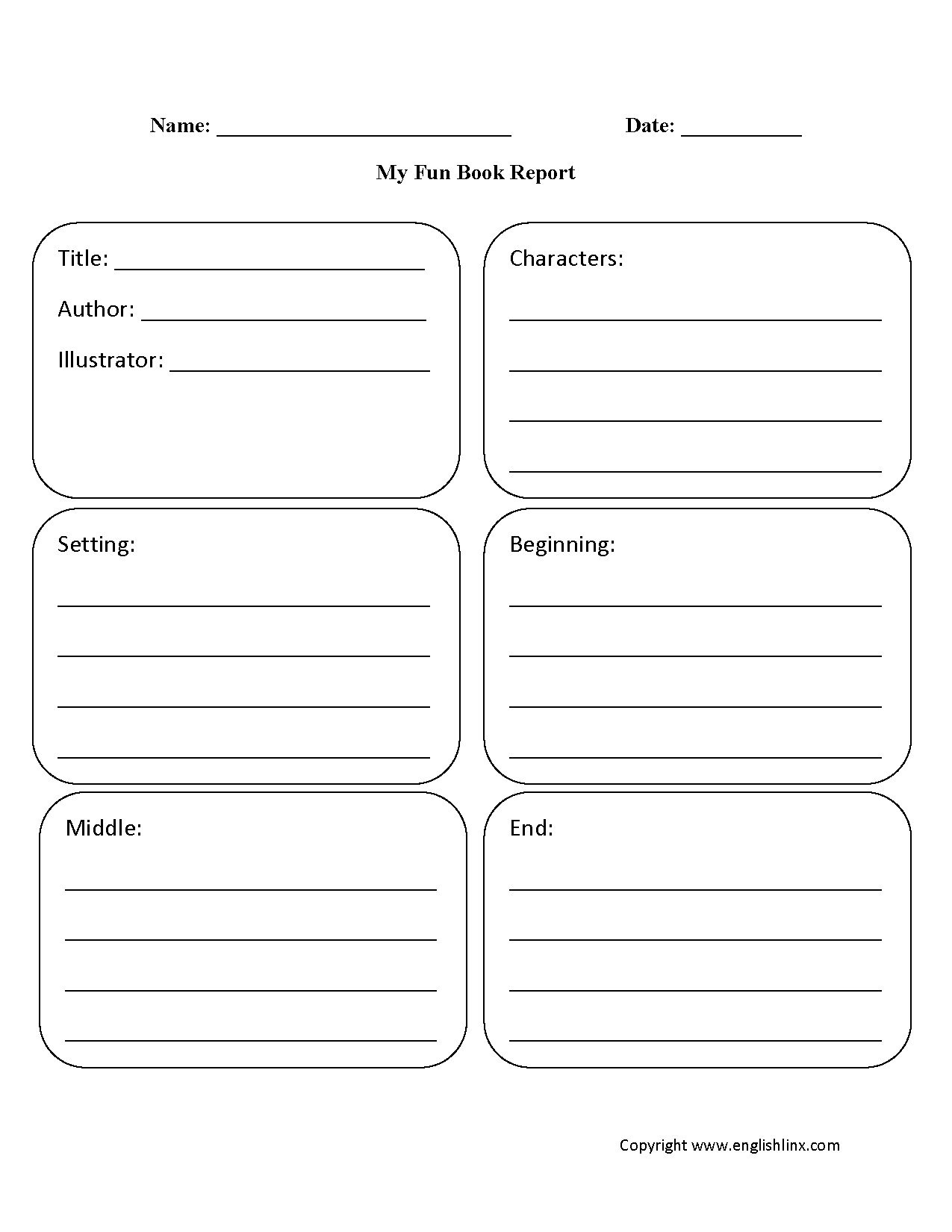 Englishlinx | Book Report Worksheets | Book Report Printable Worksheets