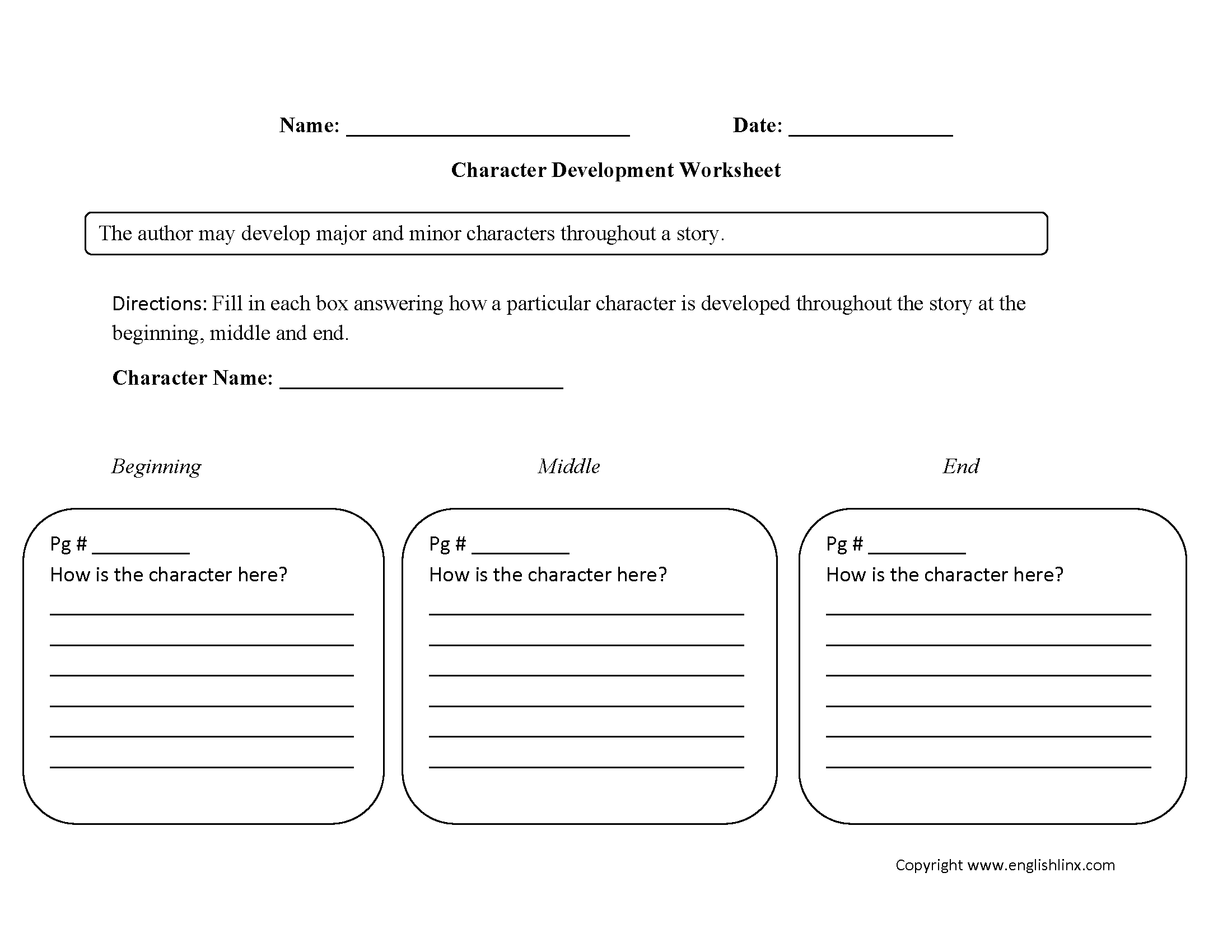 Character Development Worksheet Printable Lexia s Blog