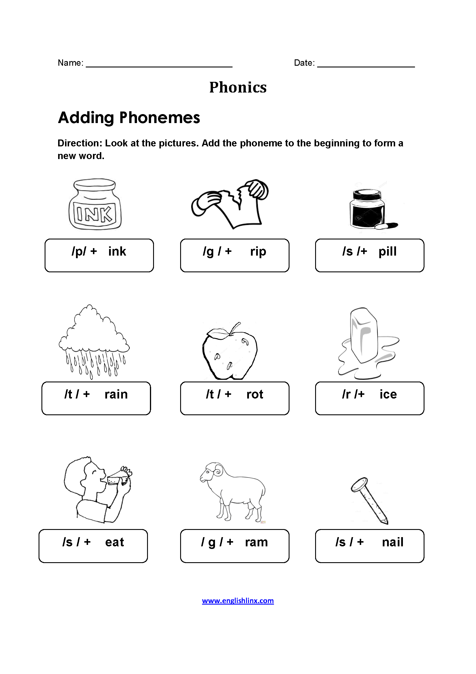 Englishlinx | Phonics Worksheets | Free Printable Phonics Worksheets