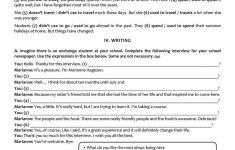 Exchange Programmes - Test A2/b1 (9Th Grade) Version B Worksheet | Free Printable 9Th Grade Grammar Worksheets