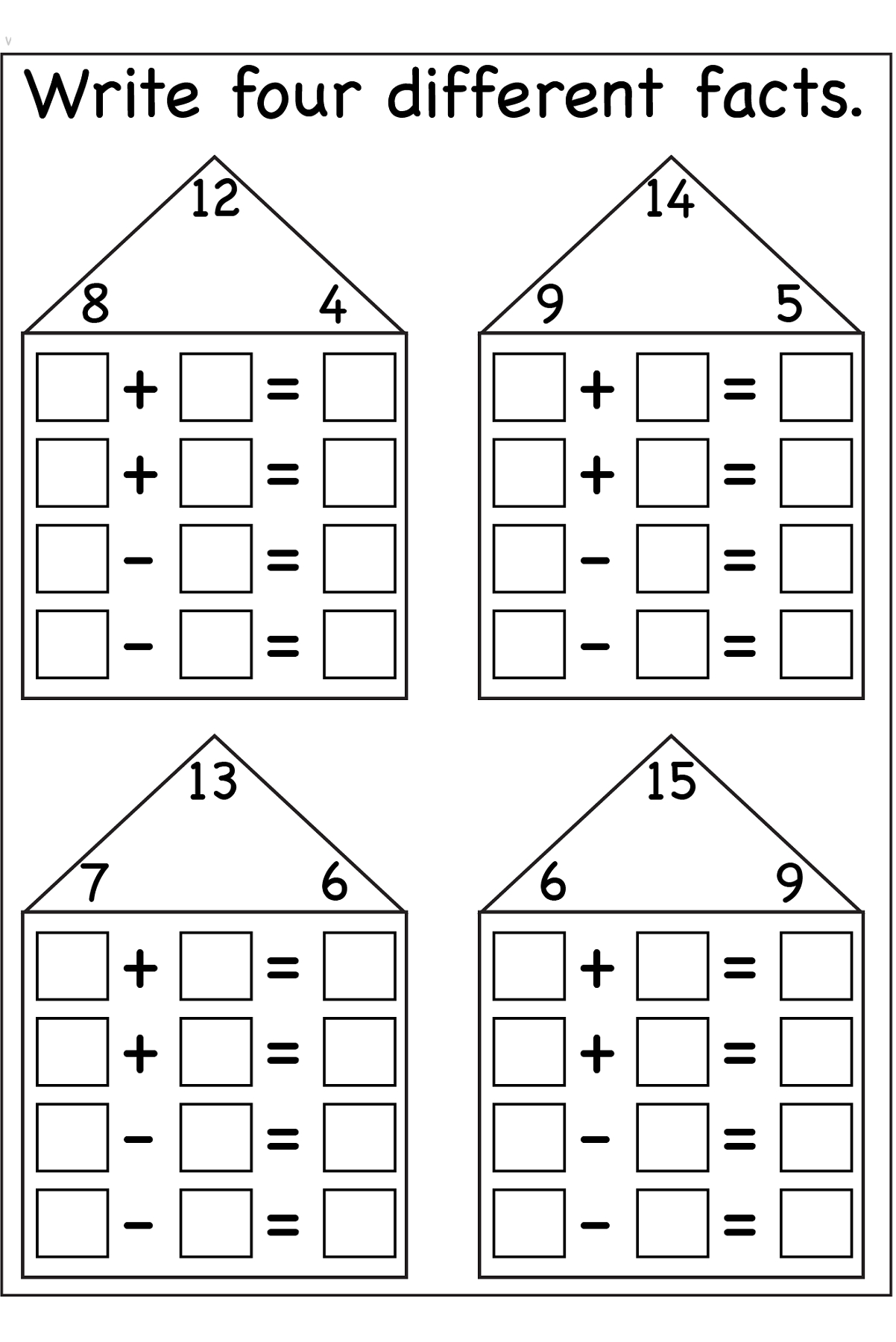 Fact Family Worksheets Printable | Math Centers And Activities | Family Printable Worksheets