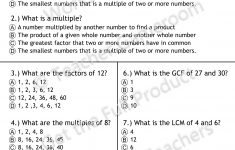 Factors And Multiples Quiz - 4.oa.4 | School | Factors, Multiples | Free Printable Lcm Worksheets