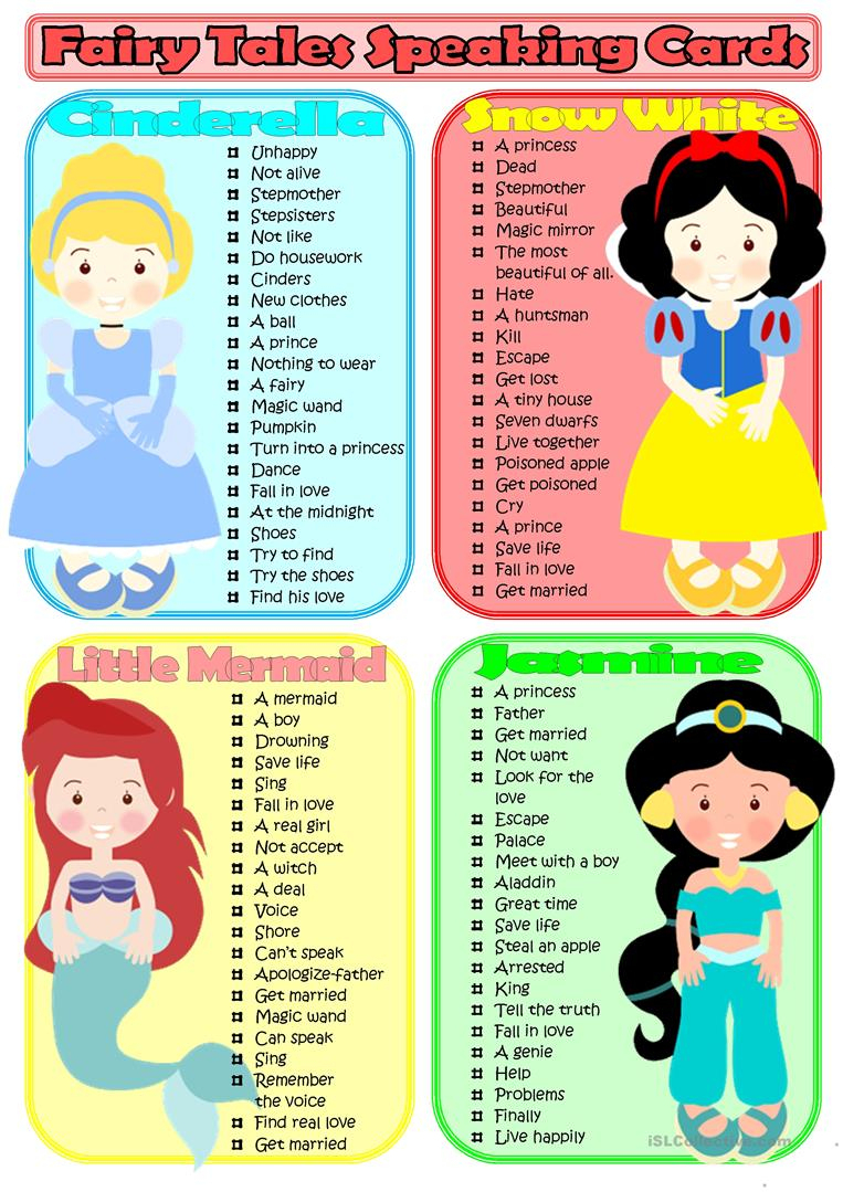 Fairy Tales Speaking Cards Worksheet - Free Esl Printable Worksheets | Fairy Tales Printable Worksheets