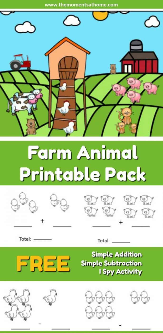 Farm Animal Addition And Subtraction Worksheets - The Moments At Home | Farm Animals Printable Worksheets