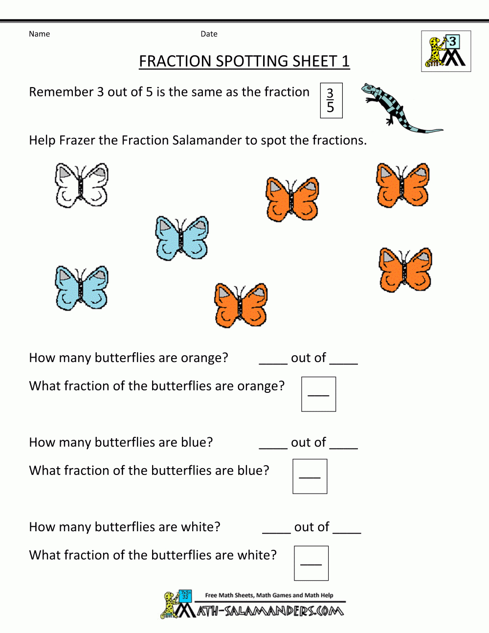 Finding Fractions - Fraction Spotting | Free Printable Fraction Worksheets For Third Grade
