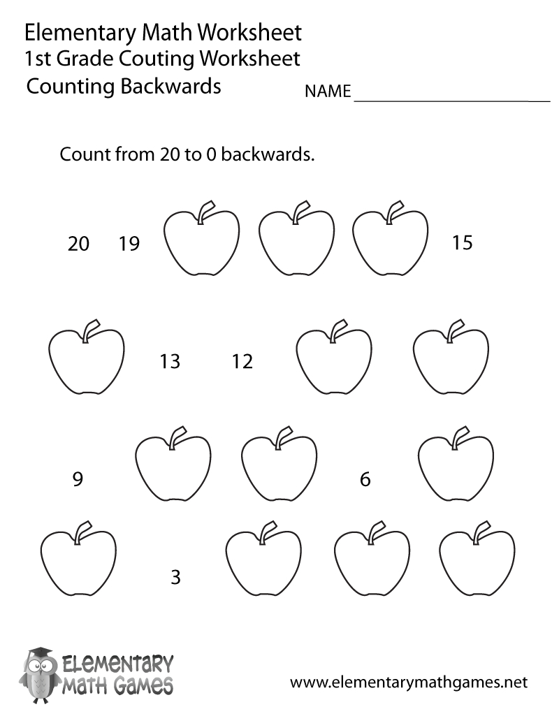 First Grade Counting Backwards Worksheet Printable | Math | 1St | Free Printable First Grade Math Worksheets