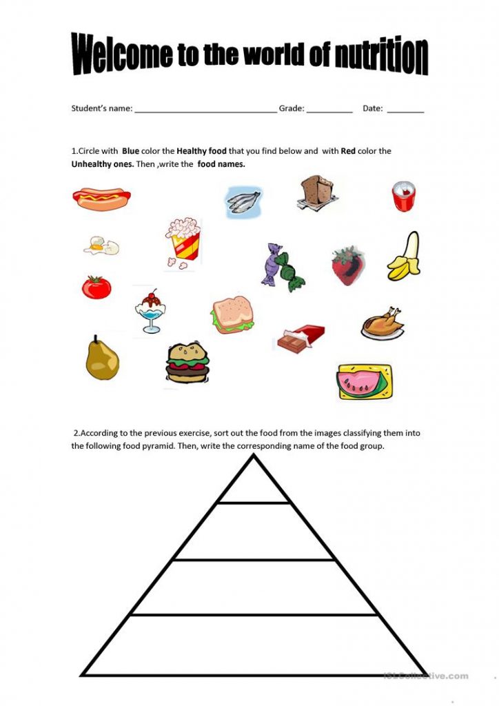 Food Pyramid Healthy And Unhealthy Food. Worksheet Free Esl Free