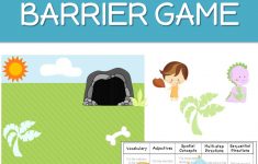 Free Cavemen And Dinos Themed Barrier Game Speech Therapy | Printable Barrier Games Worksheets