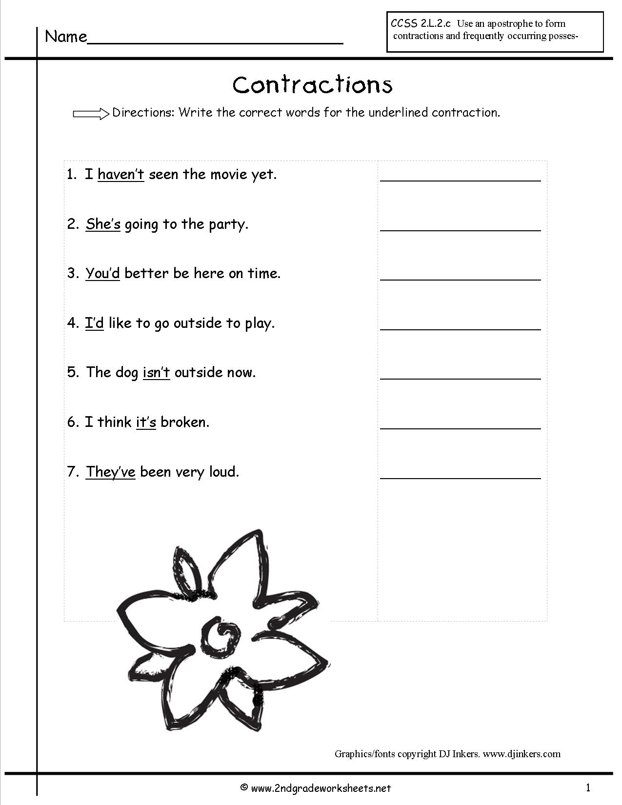 Printable Contraction Worksheets 2Nd Grade Lexia s Blog