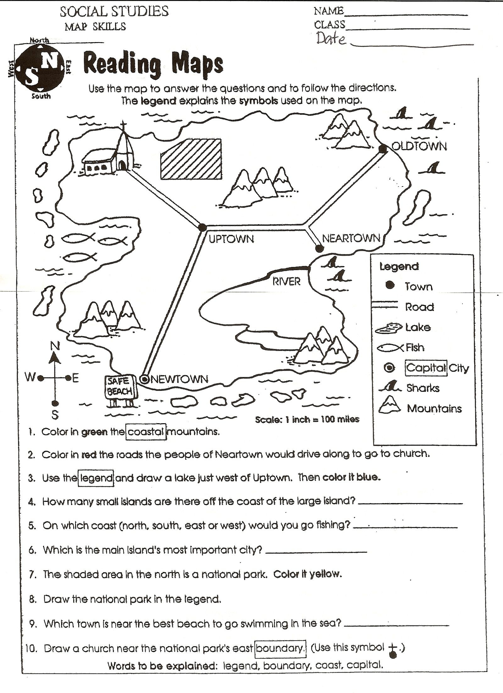 Free Elementary Worksheets On Reading Maps | Printableshelter | Kids | Free Printable 8Th Grade Social Studies Worksheets