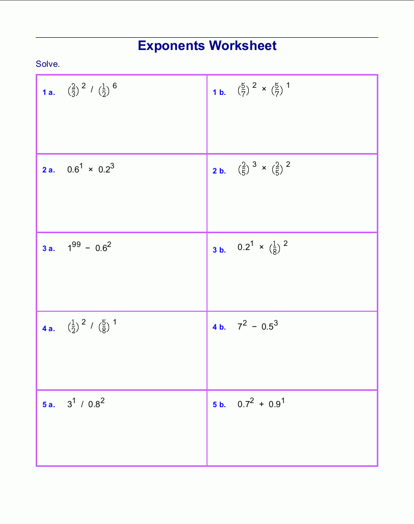 Free Exponents Worksheets | 5Th Grade Exponents Printable Worksheets