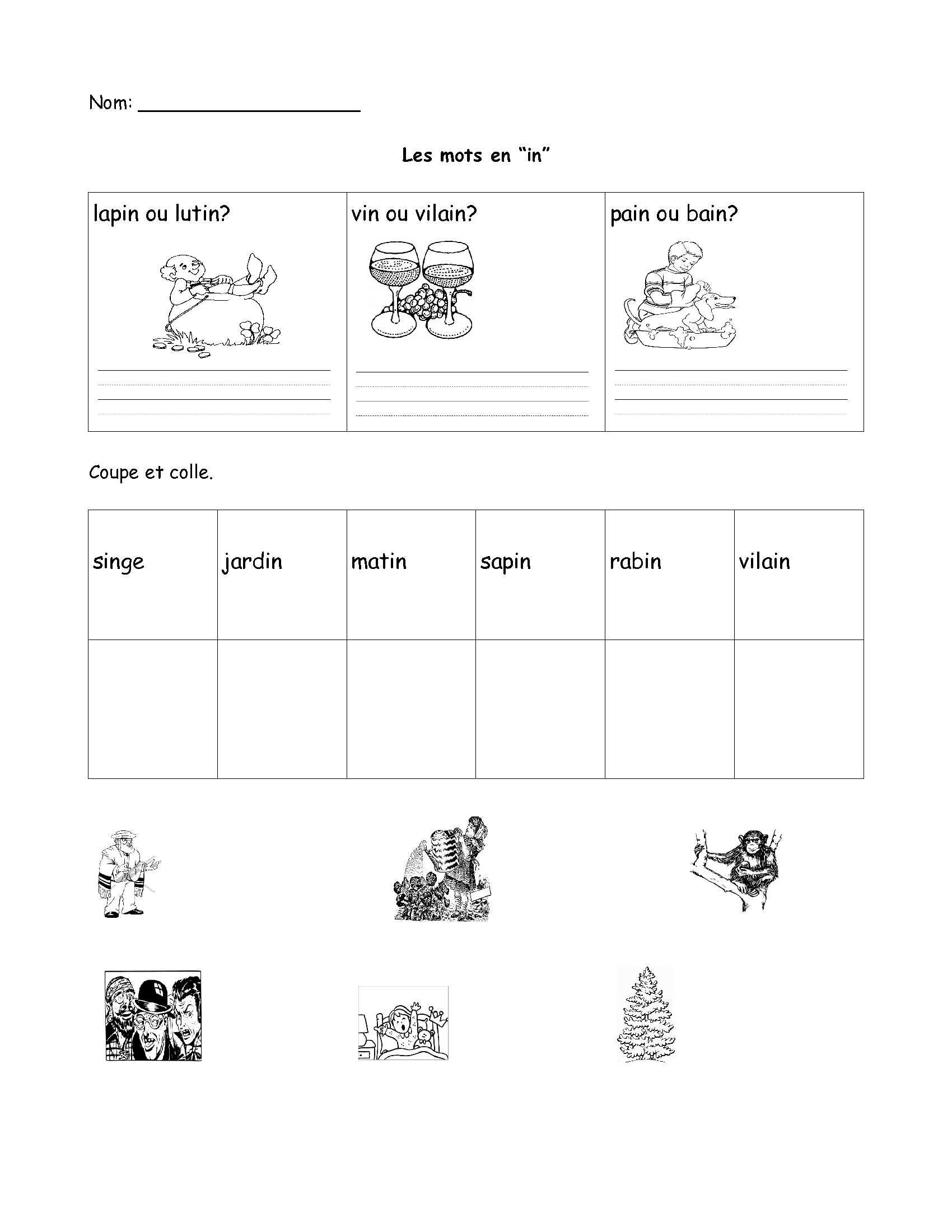 Kindergarten Learn French Language Worksheet Printable Education Grade 1 French Immersion
