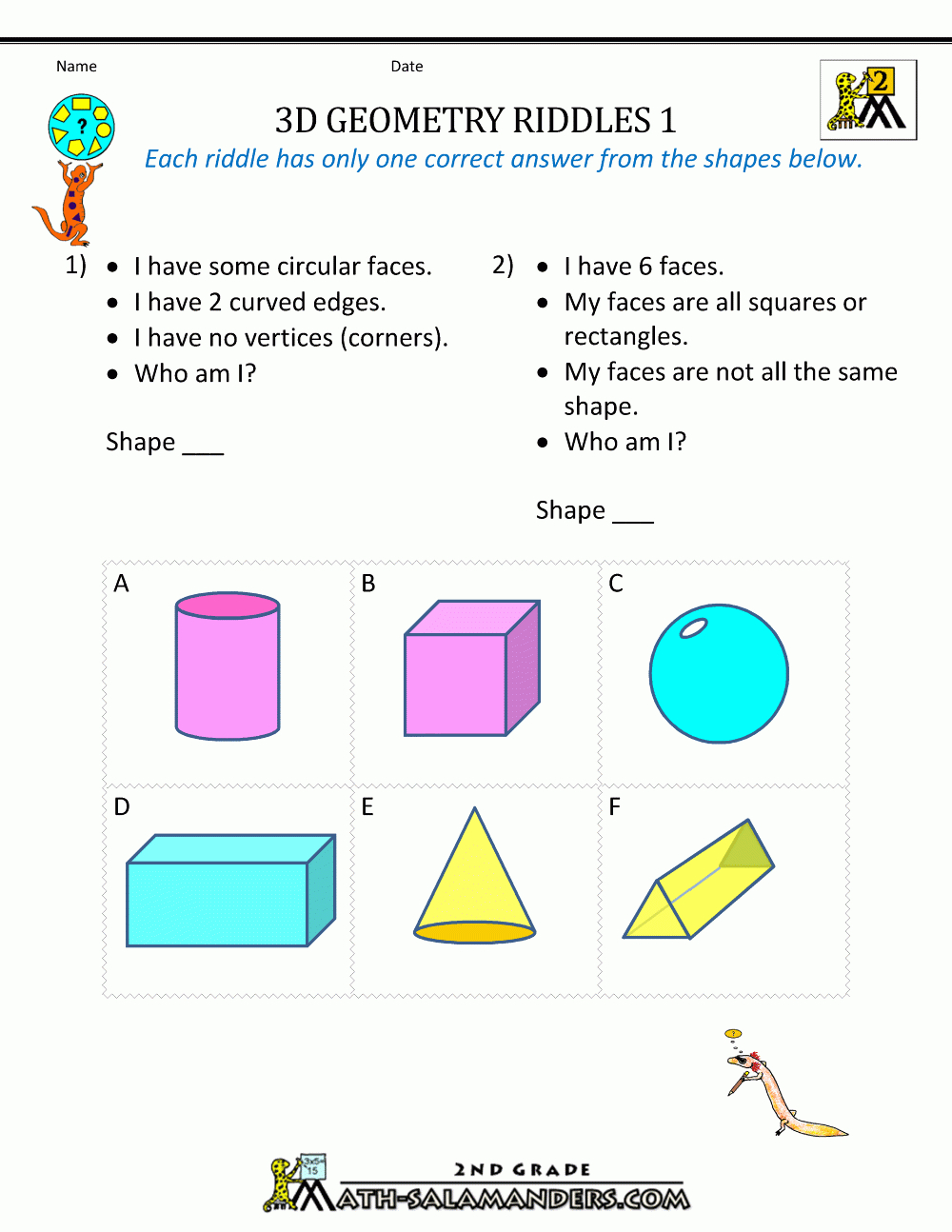 Free Printable Second Grade Geometry Worksheets Lexia s Blog