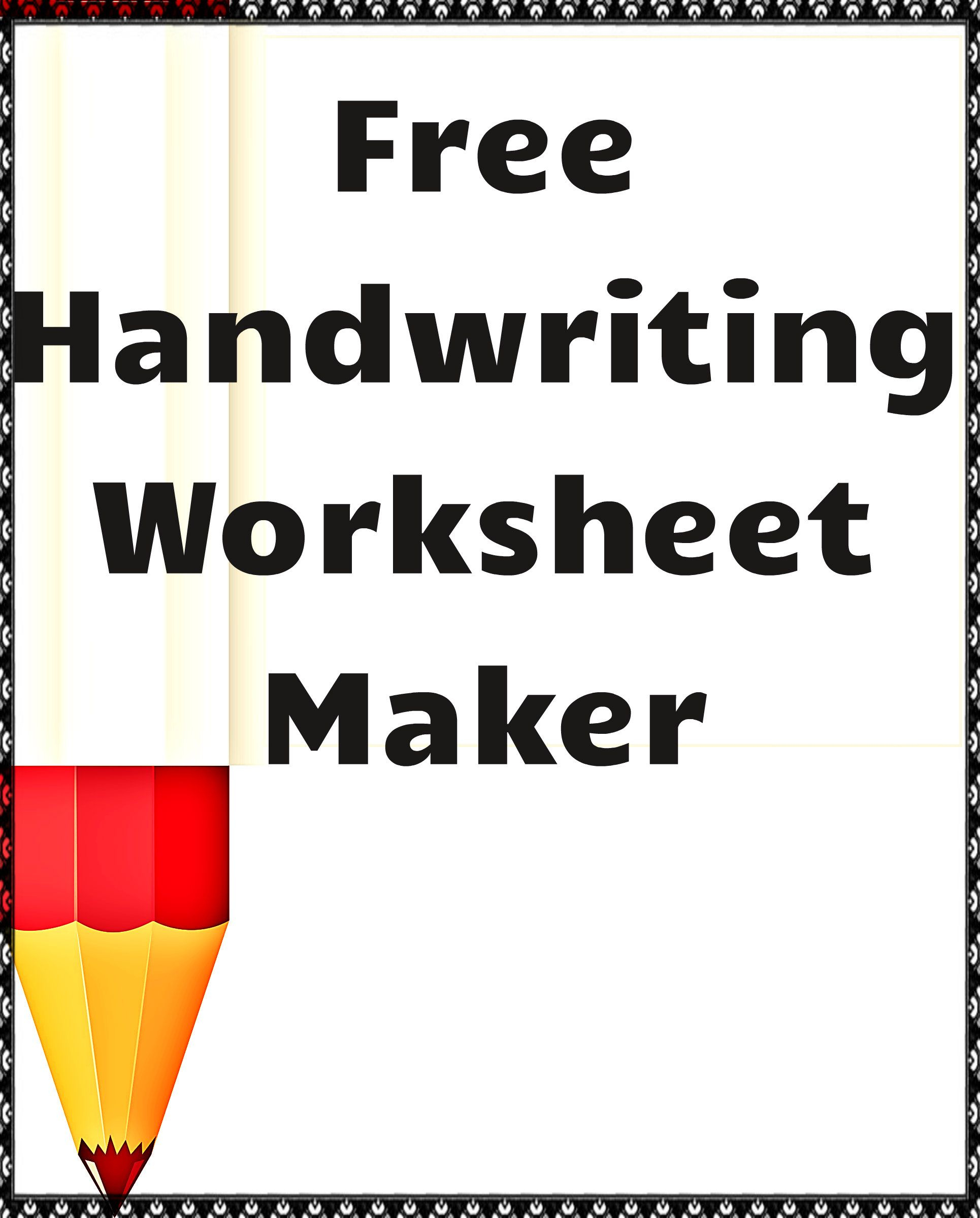 Free Handwriting Worksheet Maker! | Kindergartenklub | Worksheet | Create Cursive Worksheets Printable