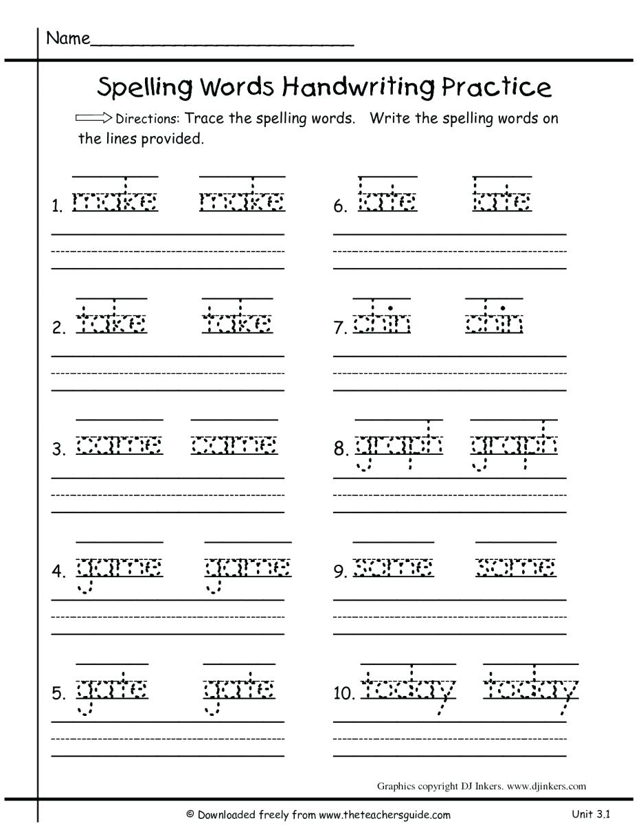 Free Handwriting Worksheets For First Grade – Favoritebook.club | First Grade Vocabulary Worksheets Printable