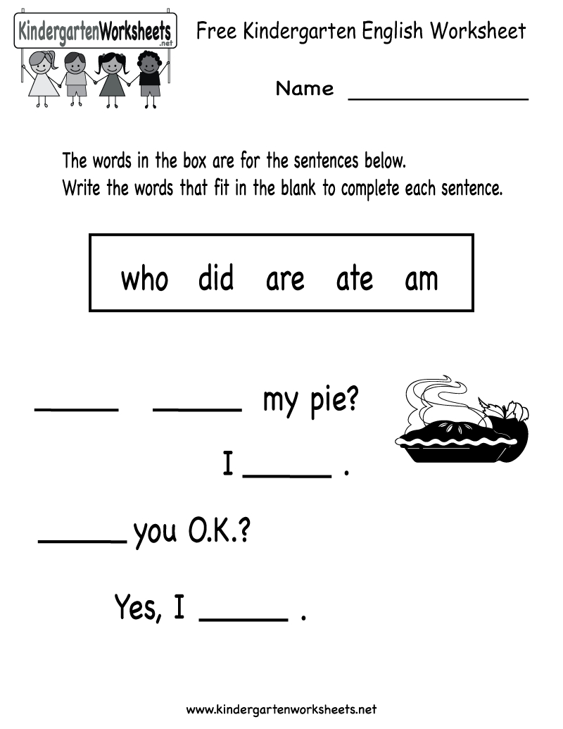 Free Kindergarten English Worksheet Printable | Children Education | English Worksheets Free Printables