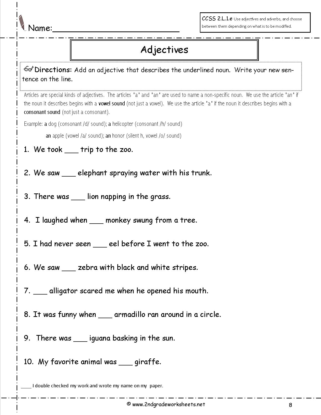 Free Language/grammar Worksheets And Printouts | Second Grade Printable Worksheets