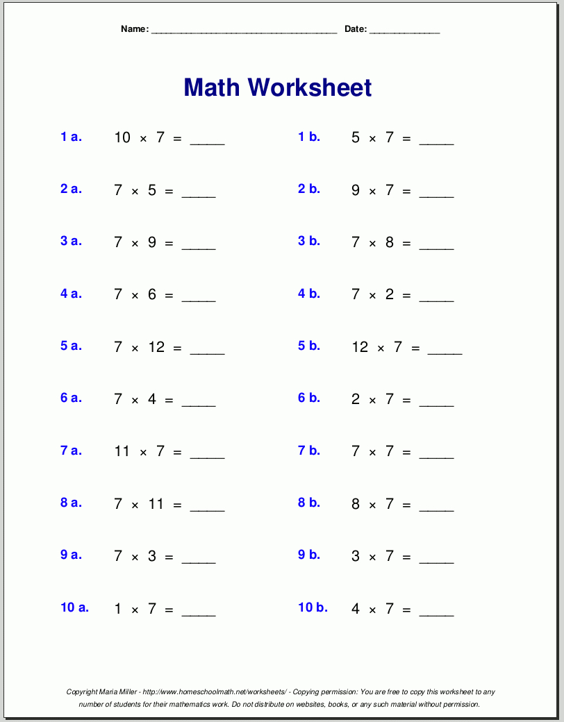 Free Math Worksheets | 7Th Grade Math Printable Worksheets With Answers