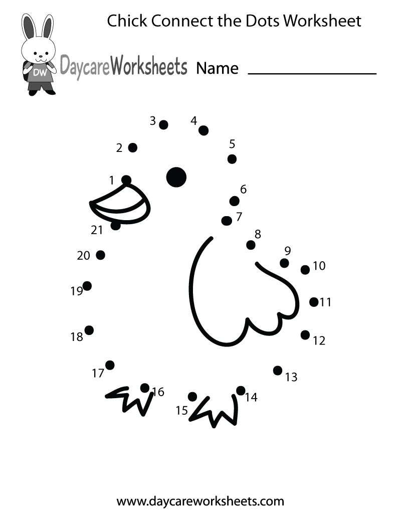 Free Preschool Chick Connect The Dots Worksheet | Join The Dots Printable Worksheets