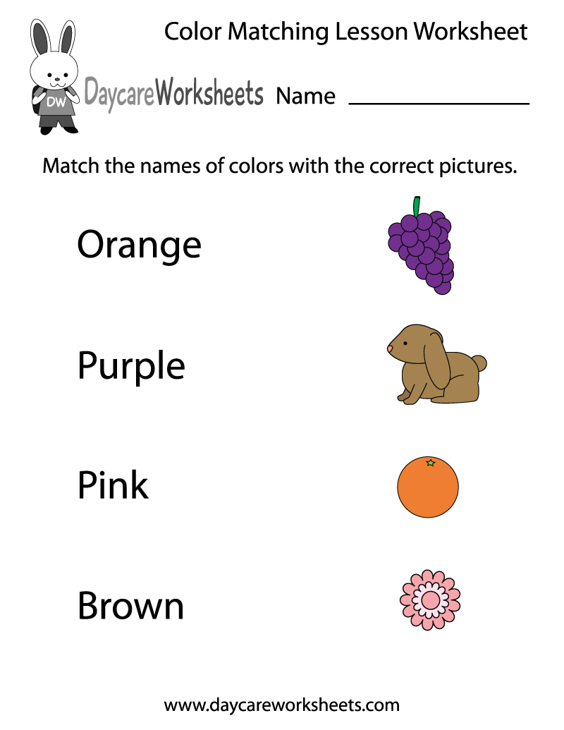Free Preschool Color Matching Lesson Worksheet | Learning Colors Printable Worksheets